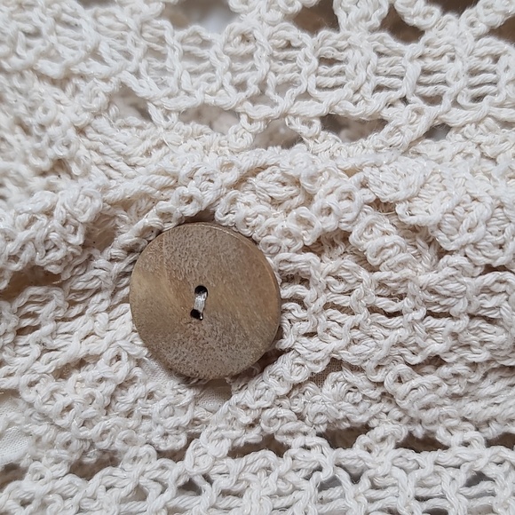 ZARA Open Crochet Cream Button Up Cardigan Shacket Coat Size Large - Picture 5 of 15